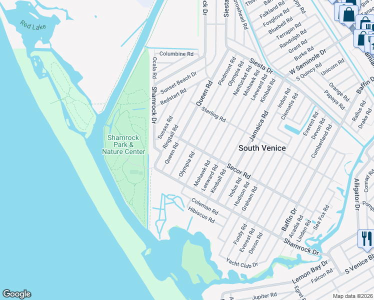 map of restaurants, bars, coffee shops, grocery stores, and more near 24 Piedmont Road in Venice