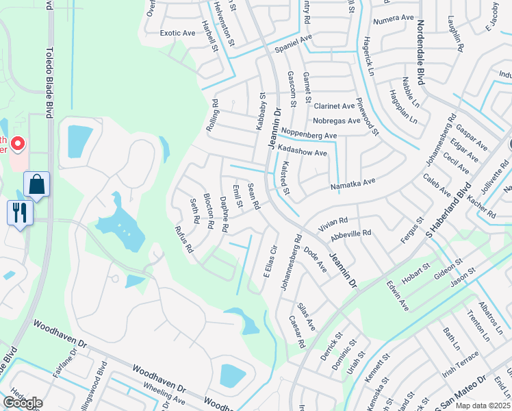 map of restaurants, bars, coffee shops, grocery stores, and more near 2938 Sean Road in North Port