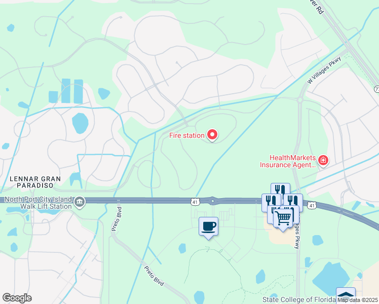map of restaurants, bars, coffee shops, grocery stores, and more near 20207 Lagente Circle in Venice