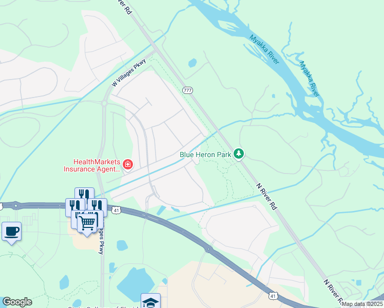 map of restaurants, bars, coffee shops, grocery stores, and more near 11540 Tapestry Lane in Venice