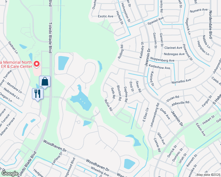 map of restaurants, bars, coffee shops, grocery stores, and more near 3016 Seth Road in North Port