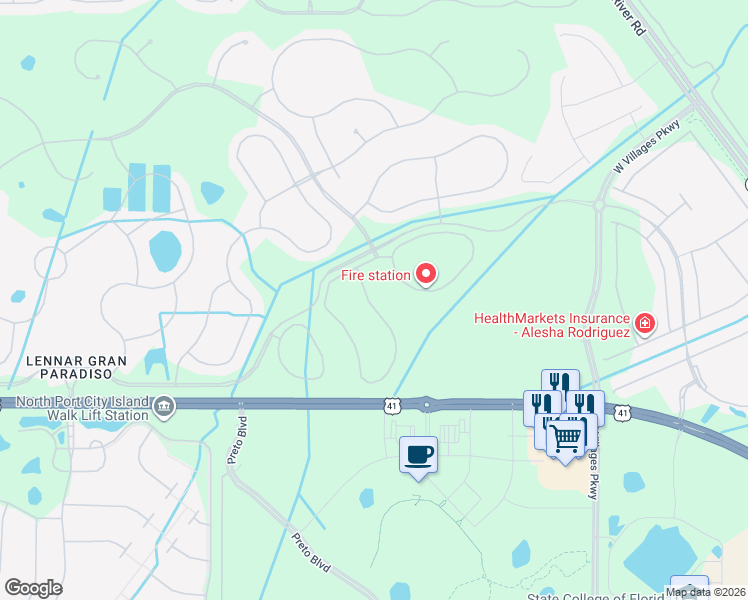 map of restaurants, bars, coffee shops, grocery stores, and more near 20119 Lagente Circle in Venice