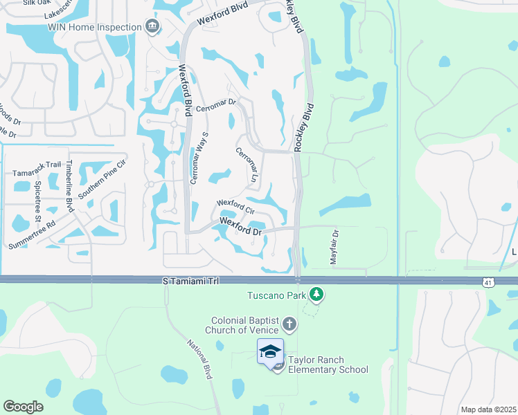map of restaurants, bars, coffee shops, grocery stores, and more near 451 Wexford Circle in Venice