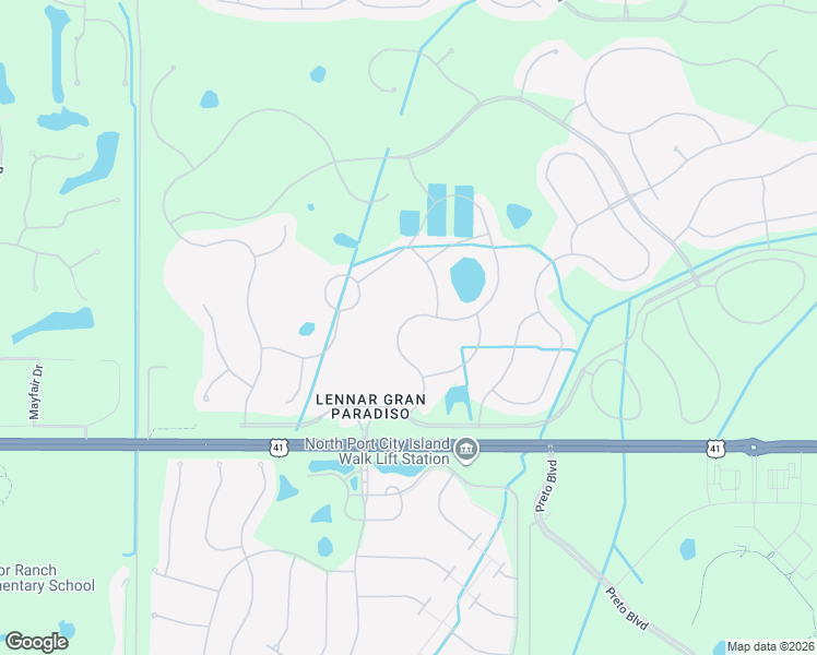 map of restaurants, bars, coffee shops, grocery stores, and more near 20250 Granlago Drive in Venice