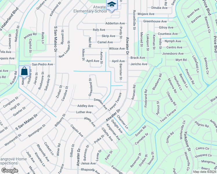 map of restaurants, bars, coffee shops, grocery stores, and more near 2510 Waller Road in North Port