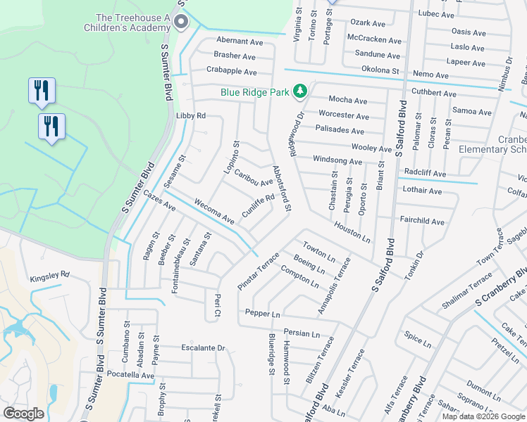 map of restaurants, bars, coffee shops, grocery stores, and more near 3432 Cunliffe Road in North Port