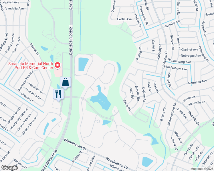 map of restaurants, bars, coffee shops, grocery stores, and more near 1885 Silver Palm Road in North Port