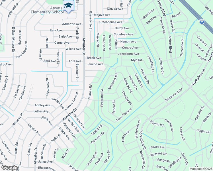 map of restaurants, bars, coffee shops, grocery stores, and more near 2290 Firebrand Road in North Port