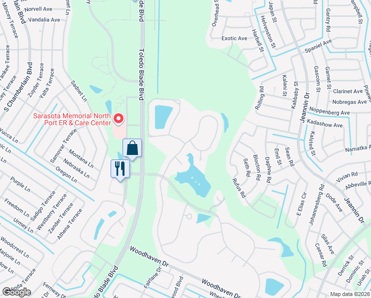 map of restaurants, bars, coffee shops, grocery stores, and more near 2422 Silver Palm Road in North Port