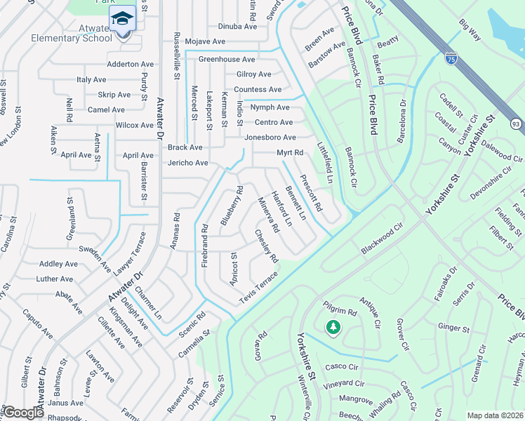map of restaurants, bars, coffee shops, grocery stores, and more near 2267 Minerva Road in North Port