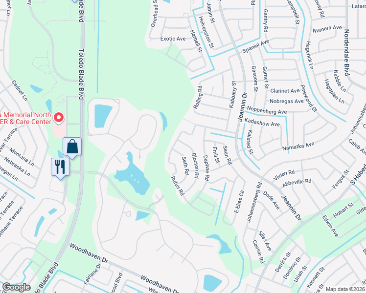 map of restaurants, bars, coffee shops, grocery stores, and more near 3016 Seth Road in North Port