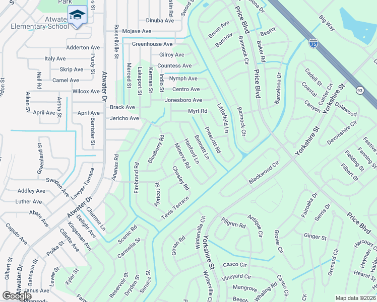 map of restaurants, bars, coffee shops, grocery stores, and more near 2378 Hanford Lane in North Port