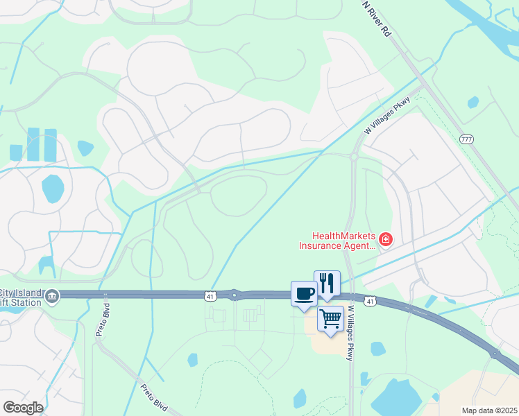 map of restaurants, bars, coffee shops, grocery stores, and more near 12490 Ghiberti Circle in Venice