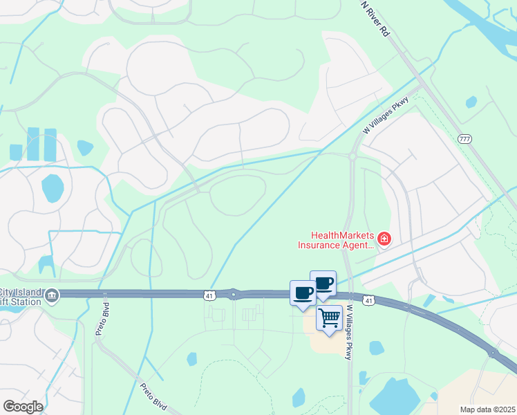 map of restaurants, bars, coffee shops, grocery stores, and more near 12490 Ghiberti Circle in Venice