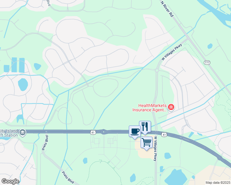 map of restaurants, bars, coffee shops, grocery stores, and more near 12490 Ghiberti Circle in Venice