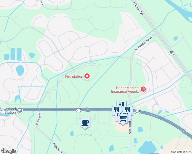 map of restaurants, bars, coffee shops, grocery stores, and more near 12490 Ghiberti Circle in Venice