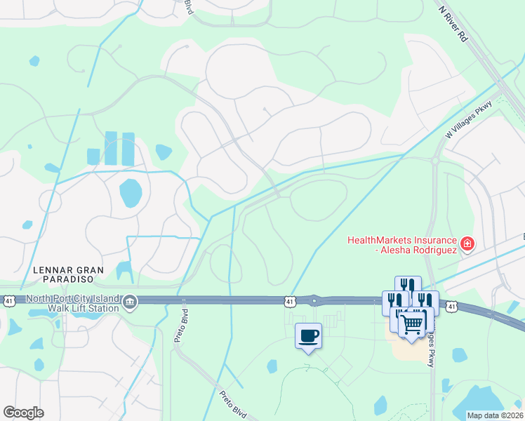 map of restaurants, bars, coffee shops, grocery stores, and more near 20119 Lagente Circle in Venice