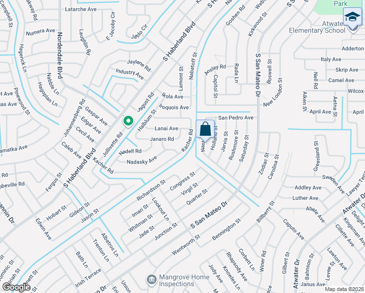 map of restaurants, bars, coffee shops, grocery stores, and more near Jaffe Lane in North Port