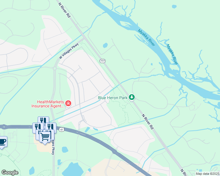 map of restaurants, bars, coffee shops, grocery stores, and more near 11540 Tapestry Lane in Venice