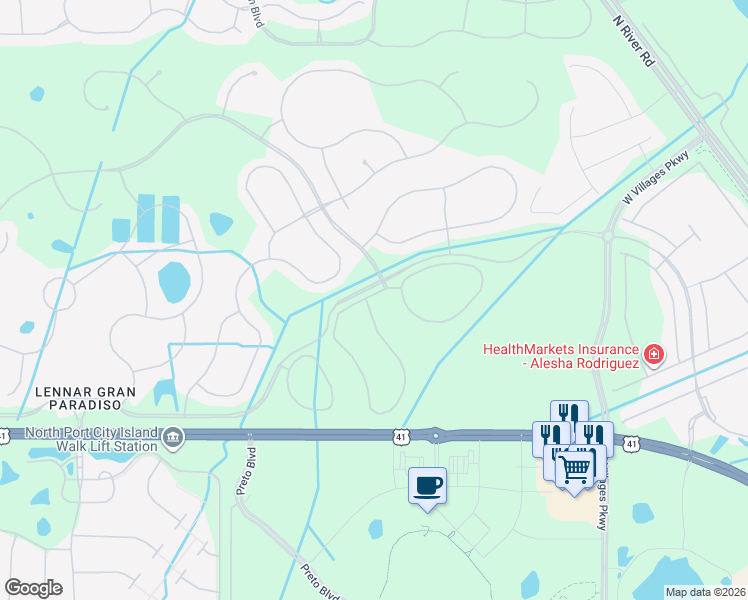 map of restaurants, bars, coffee shops, grocery stores, and more near 20119 Lagente Circle in Venice