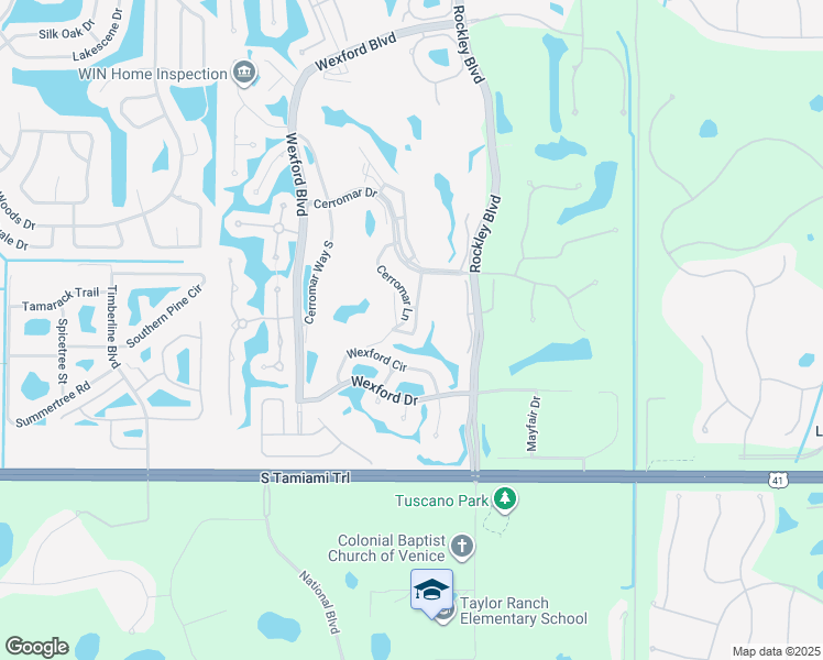 map of restaurants, bars, coffee shops, grocery stores, and more near 451 Wexford Circle in Venice