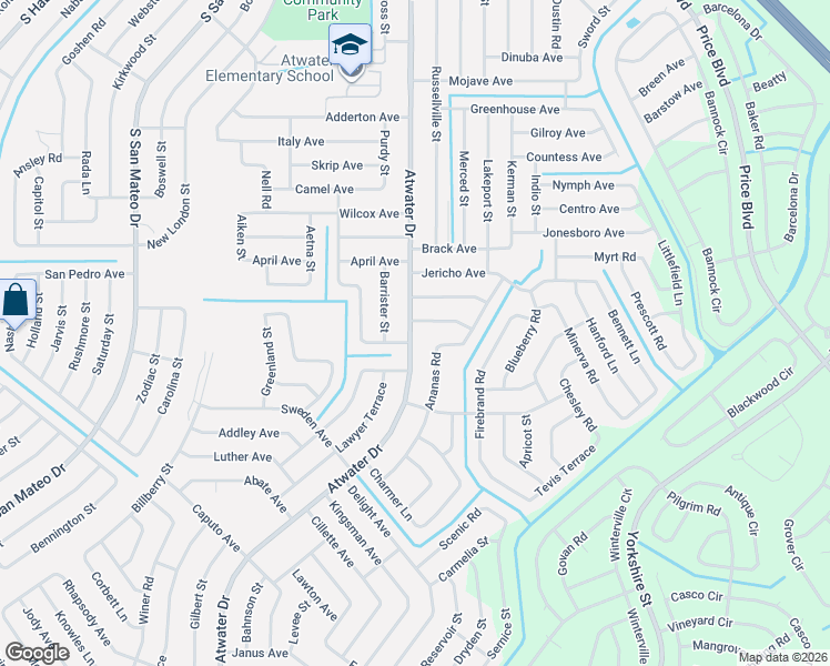 map of restaurants, bars, coffee shops, grocery stores, and more near 2304 Atwater Drive in North Port
