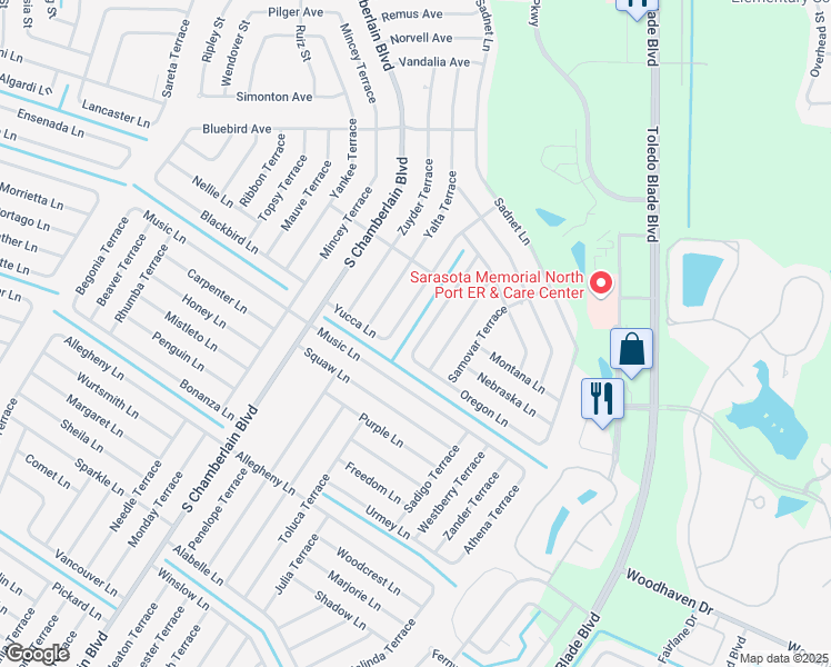 map of restaurants, bars, coffee shops, grocery stores, and more near 2623 Salmista Terrace in North Port
