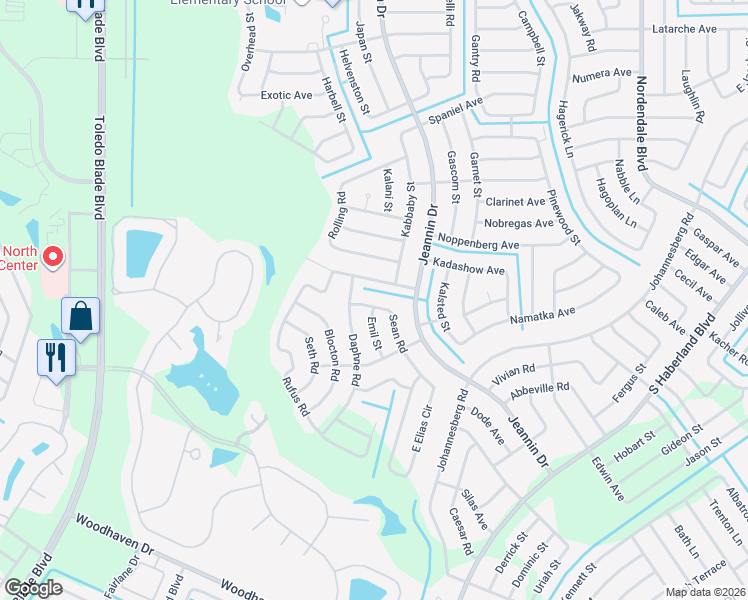 map of restaurants, bars, coffee shops, grocery stores, and more near 2900 Sean Road in North Port
