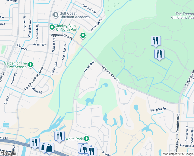 map of restaurants, bars, coffee shops, grocery stores, and more near 3478 Lakewood Boulevard in North Port