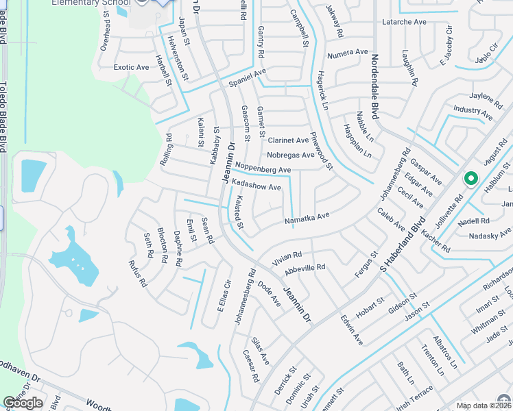 map of restaurants, bars, coffee shops, grocery stores, and more near 2740 Kalsted Street in North Port