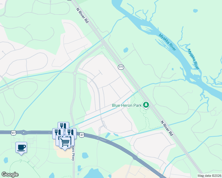 map of restaurants, bars, coffee shops, grocery stores, and more near in North Port