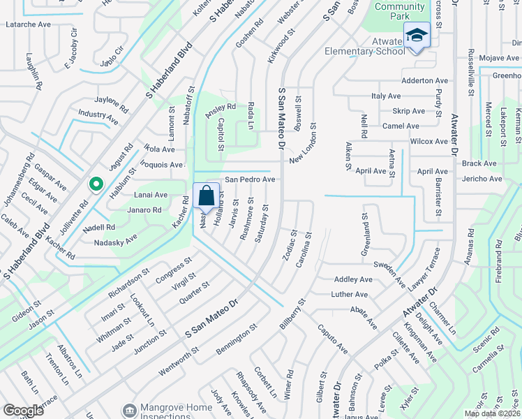map of restaurants, bars, coffee shops, grocery stores, and more near 2276 Saturday Street in North Port