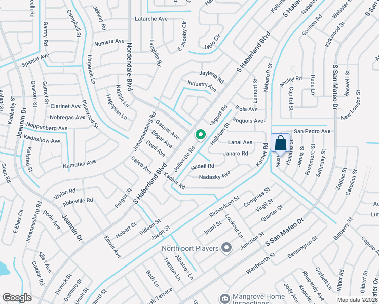 map of restaurants, bars, coffee shops, grocery stores, and more near 2687 Jollivette Road in North Port