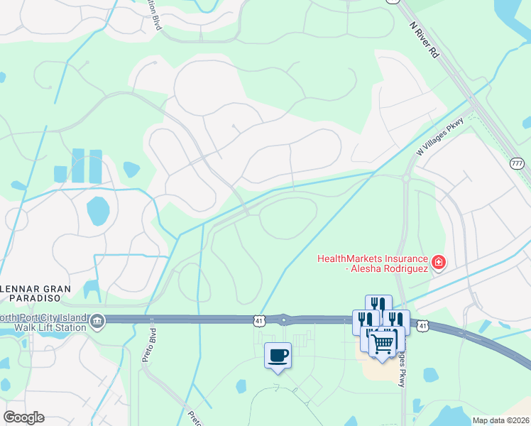 map of restaurants, bars, coffee shops, grocery stores, and more near Ghiberti Circle in Venice