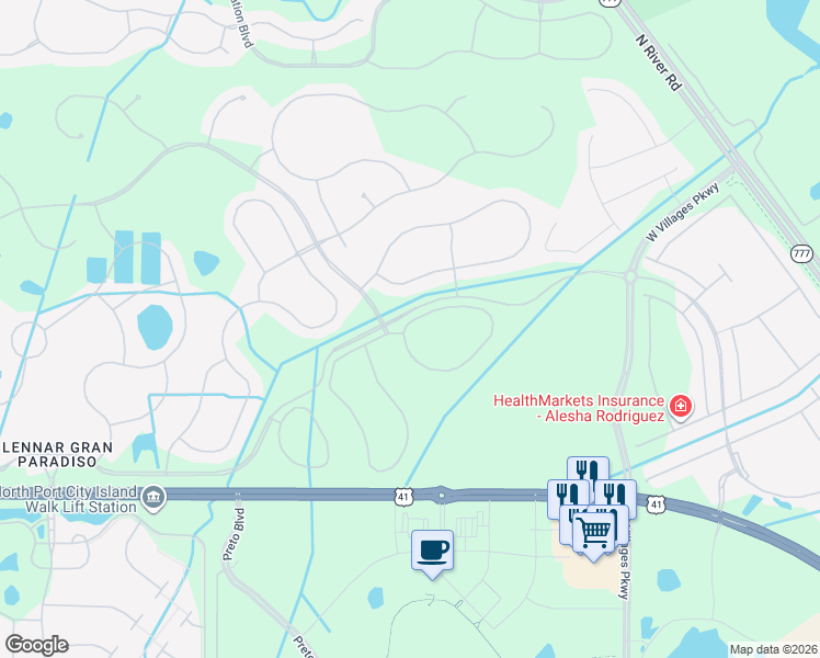 map of restaurants, bars, coffee shops, grocery stores, and more near Ghiberti Circle in Venice