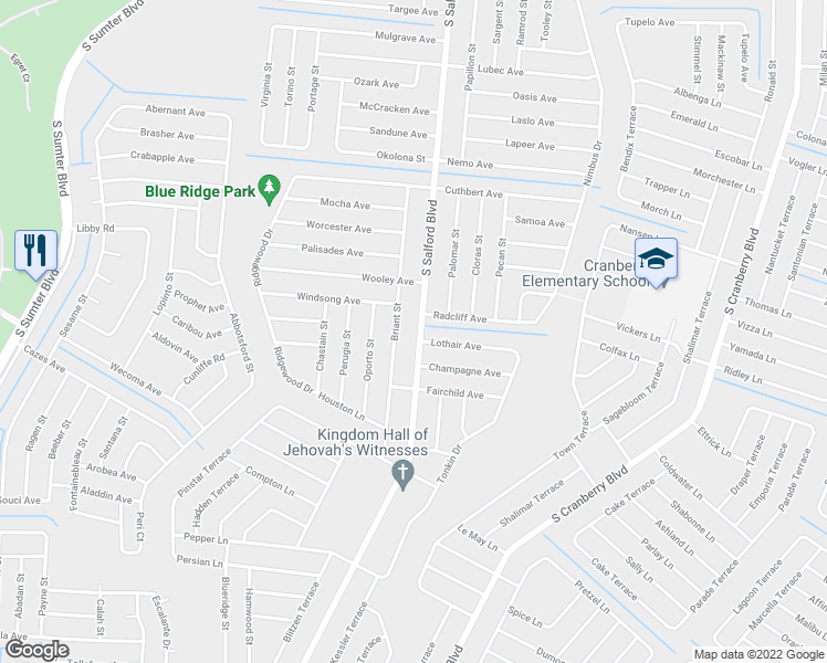 map of restaurants, bars, coffee shops, grocery stores, and more near 3080 South Salford Boulevard in North Port