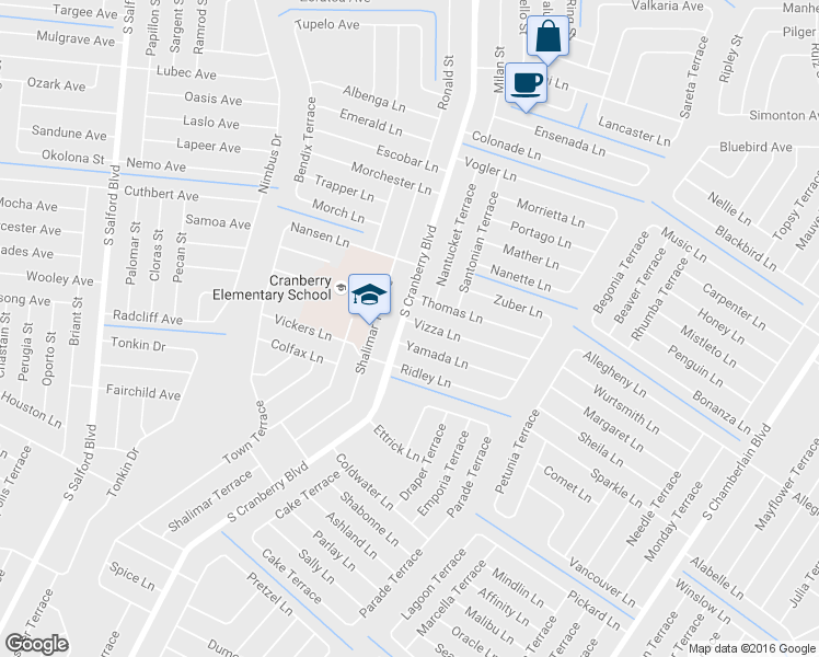 map of restaurants, bars, coffee shops, grocery stores, and more near 2820 South Cranberry Boulevard in North Port