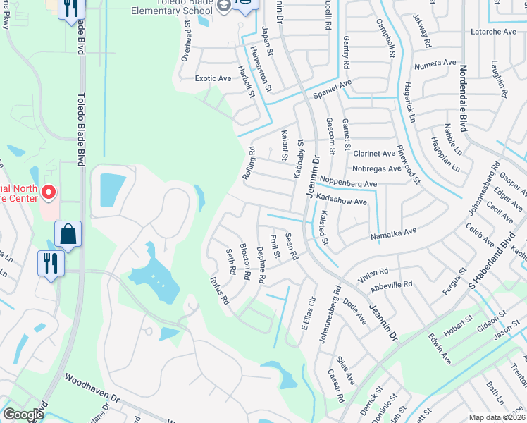 map of restaurants, bars, coffee shops, grocery stores, and more near 2900 Sean Road in North Port
