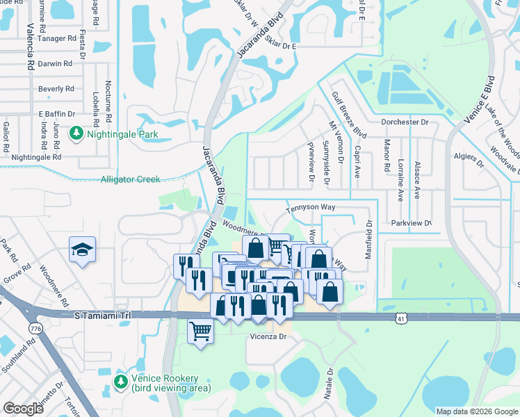 map of restaurants, bars, coffee shops, grocery stores, and more near 4024 Landor Court in Venice
