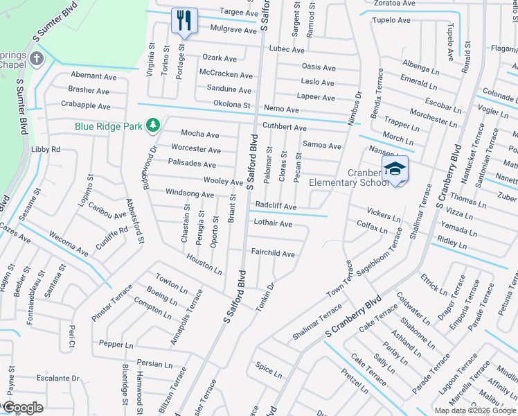 map of restaurants, bars, coffee shops, grocery stores, and more near 3080 South Salford Boulevard in North Port