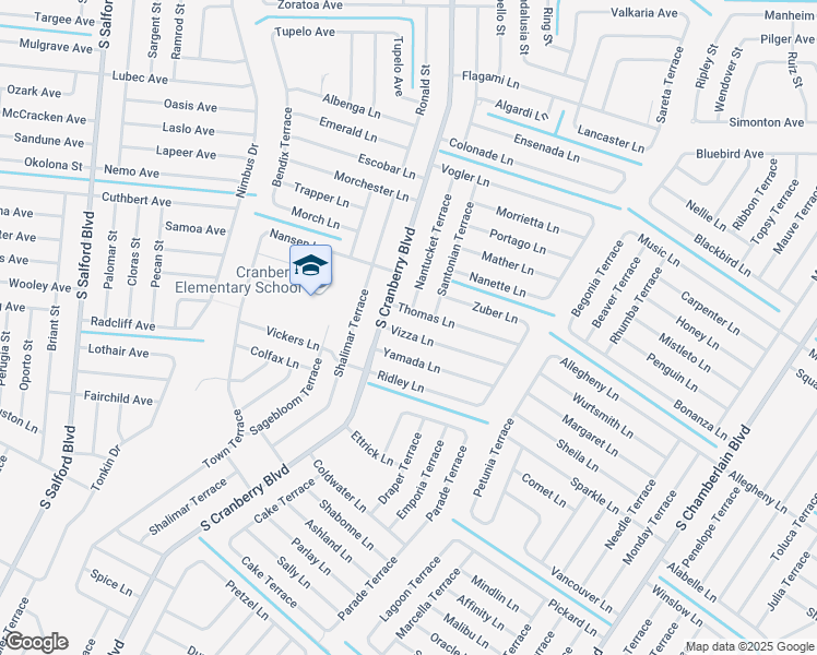 map of restaurants, bars, coffee shops, grocery stores, and more near 2920 Vizza Lane in North Port