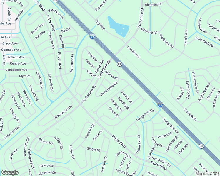 map of restaurants, bars, coffee shops, grocery stores, and more near Devonshire Circle in North Port