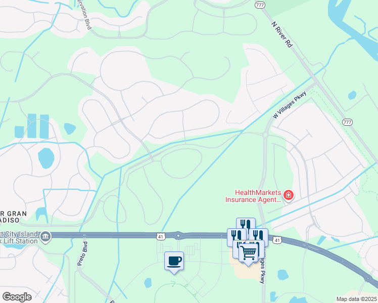 map of restaurants, bars, coffee shops, grocery stores, and more near 12405 Ghiberti Circle in Venice