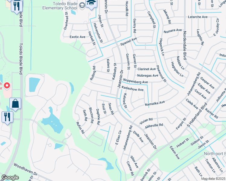map of restaurants, bars, coffee shops, grocery stores, and more near 1415 East Hallmark Boulevard in North Port