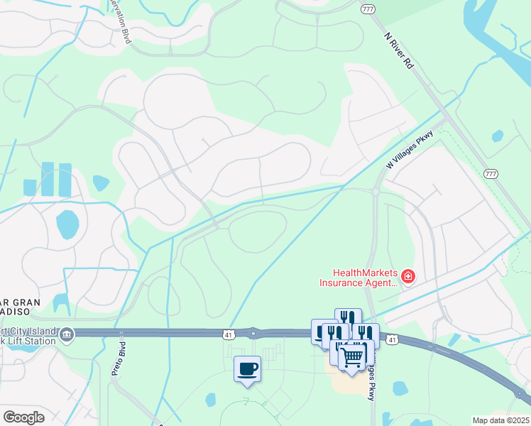 map of restaurants, bars, coffee shops, grocery stores, and more near 12405 Ghiberti Circle in Venice