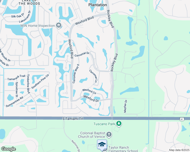 map of restaurants, bars, coffee shops, grocery stores, and more near 437 Cerromar Lane in Venice