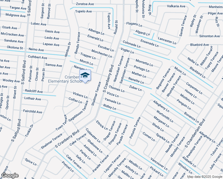 map of restaurants, bars, coffee shops, grocery stores, and more near 2820 South Cranberry Boulevard in North Port