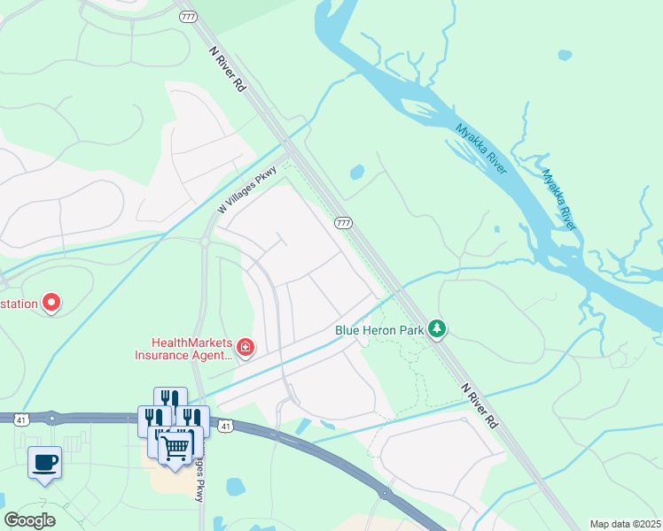 map of restaurants, bars, coffee shops, grocery stores, and more near Galileo Pl in Venice