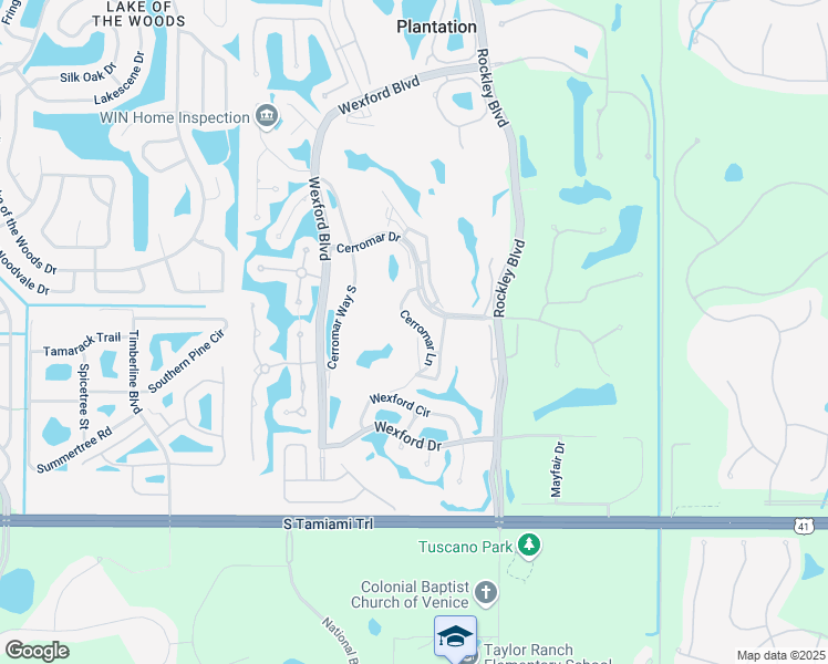 map of restaurants, bars, coffee shops, grocery stores, and more near 437 Cerromar Lane in Venice