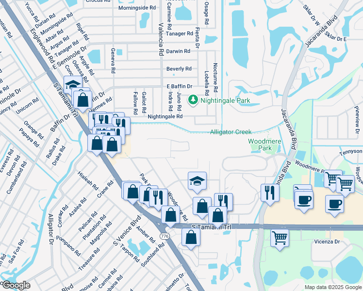 map of restaurants, bars, coffee shops, grocery stores, and more near 401 Pineapple Place in Venice